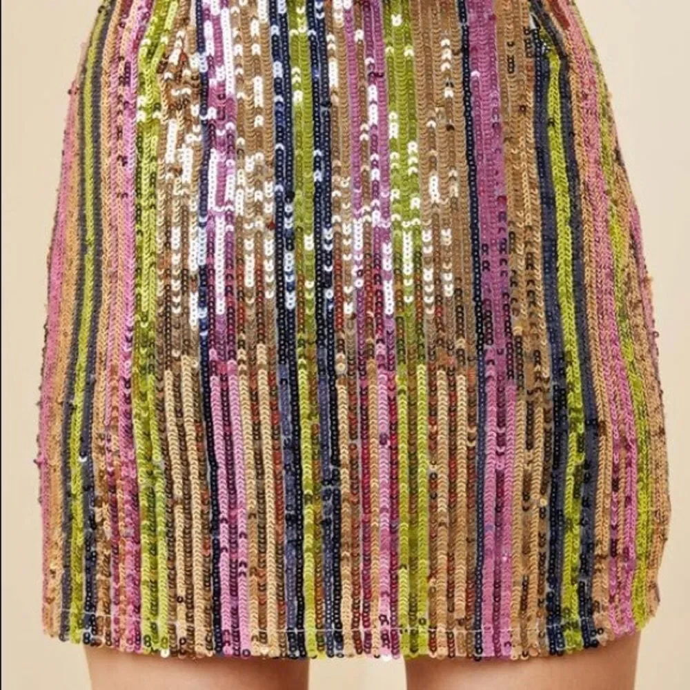 Hayden High-Rise Sequin Striped Mini Skirt - Picture 6 of 6